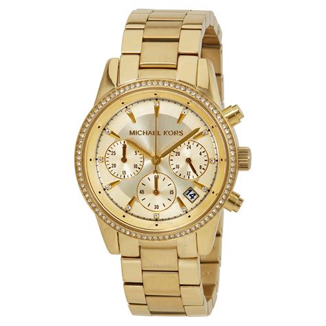 damenuhr michael kors gold mk 6356|Michael Kors Ritz Chronograph Gold Dial Ladies Watch MK6356.